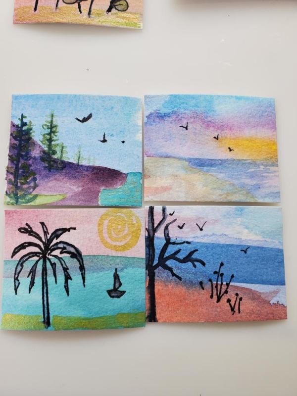 Mini Seascapes - Set of 4 - 2 in. x 2 in.